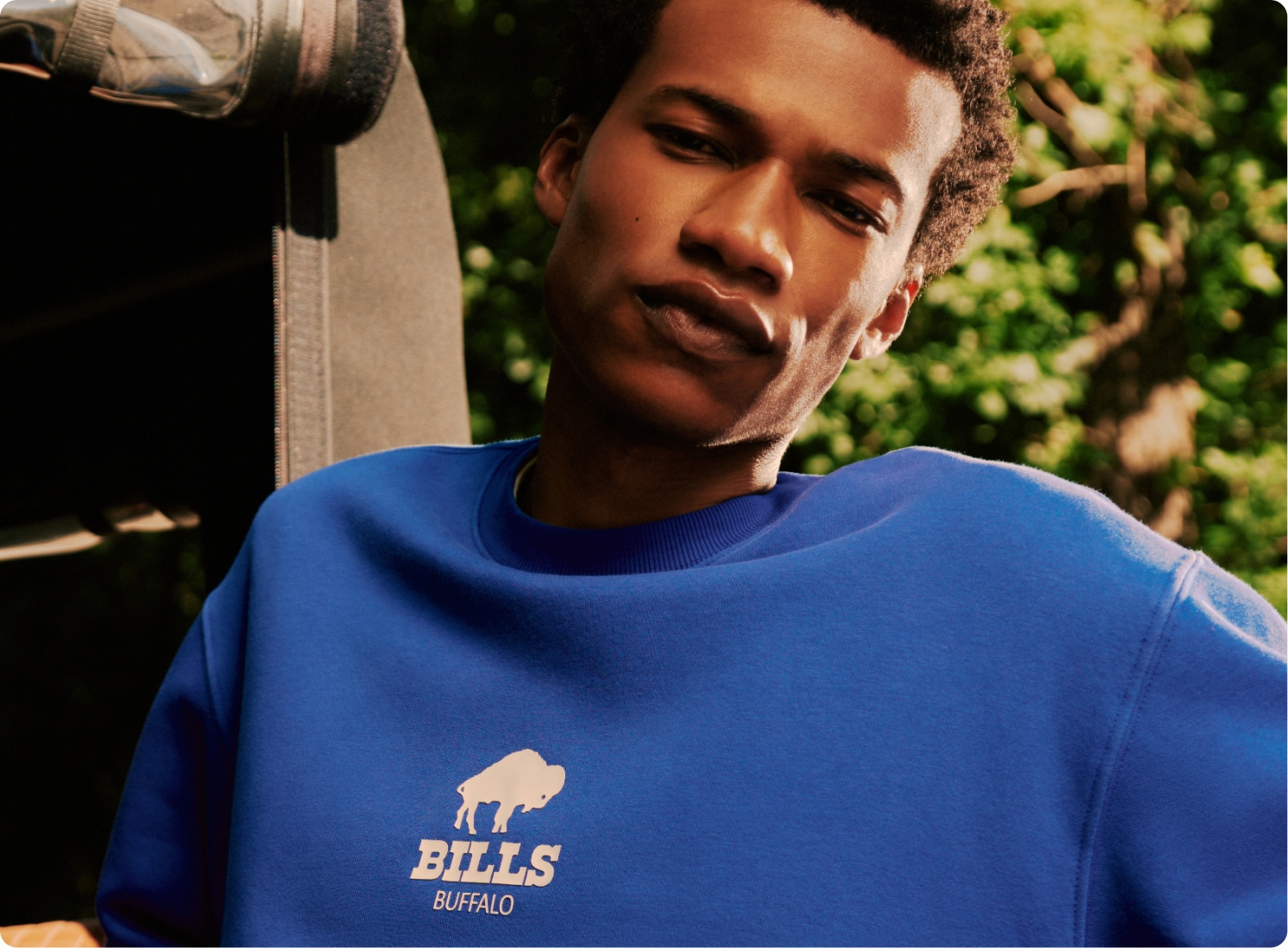 Model wearing a Buffalo Bills crewneck.